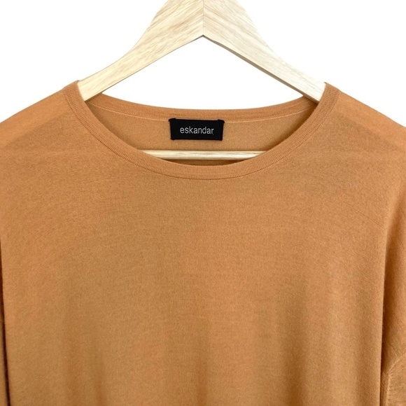 ESKANDAR Cashmere Silk Blend Oversized Crewneck Pullover Sweater Knit Top - Picture 3 of 8